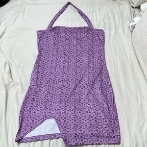 Purple floral dress with short slit